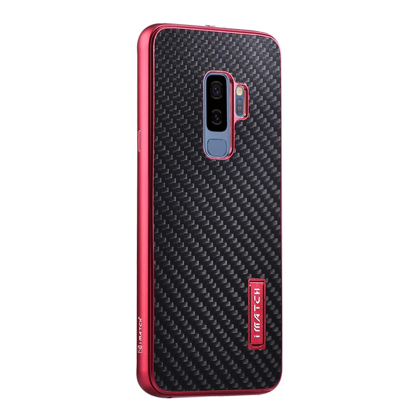 Red bumper Black Для samsung Galaxy S9/S8 Plus чехол Роскошный металлический алюминиевый бампер чехол из углеродного волокна Защитный чехол s для samsung Galaxy S9 S8 чехол - Цвет: Red bumper Black
