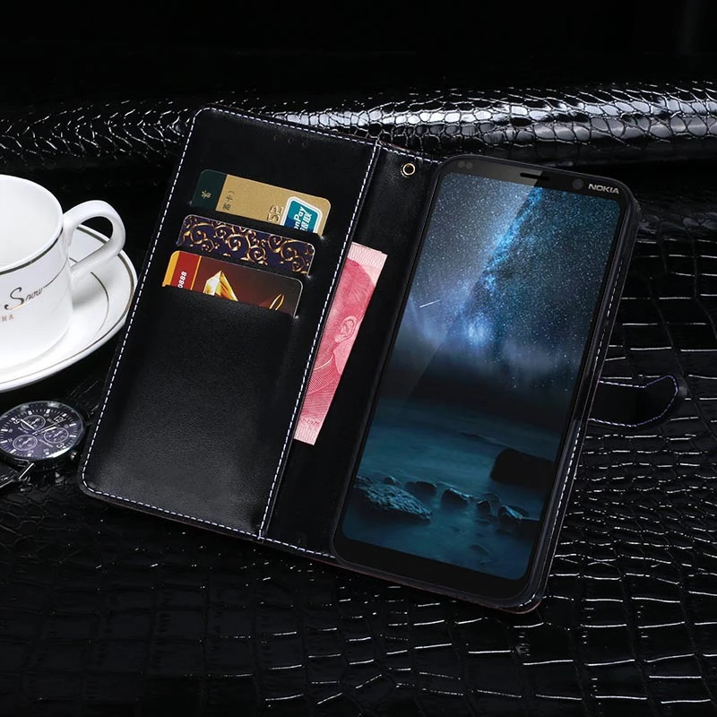 Luxury Crocodile Grain Leather Wallet Case For Nokia 9 PureView TA-1082 TA-1087 5.99&quot Flip PU Phone Bags Cover | Мобильные