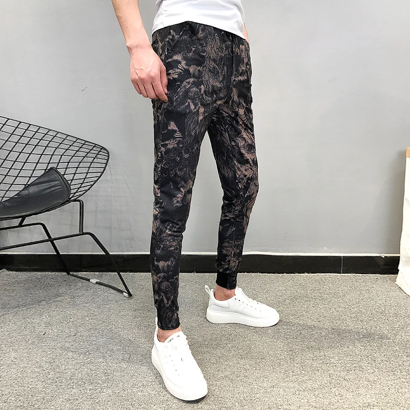 Летние модные брендовые новые Pantalon Hombre мужские штаны для бега, повседневные облегающие штаны до щиколотки с принтом, шаровары, мужские брюки