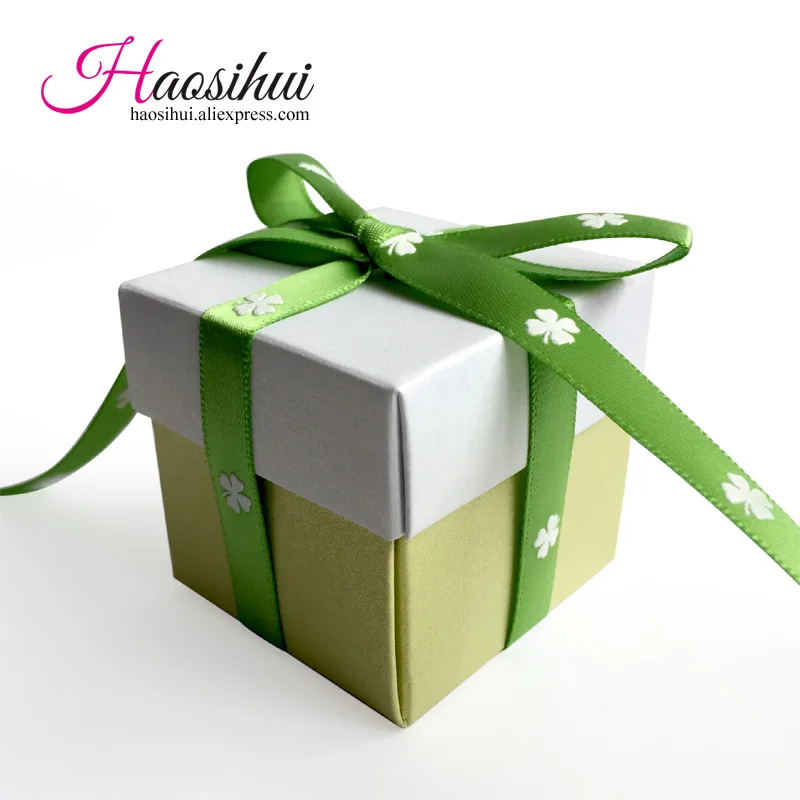 Haosihui 25 шт./лот новая классическая зеленая + белая маленькая коробка для конфет с