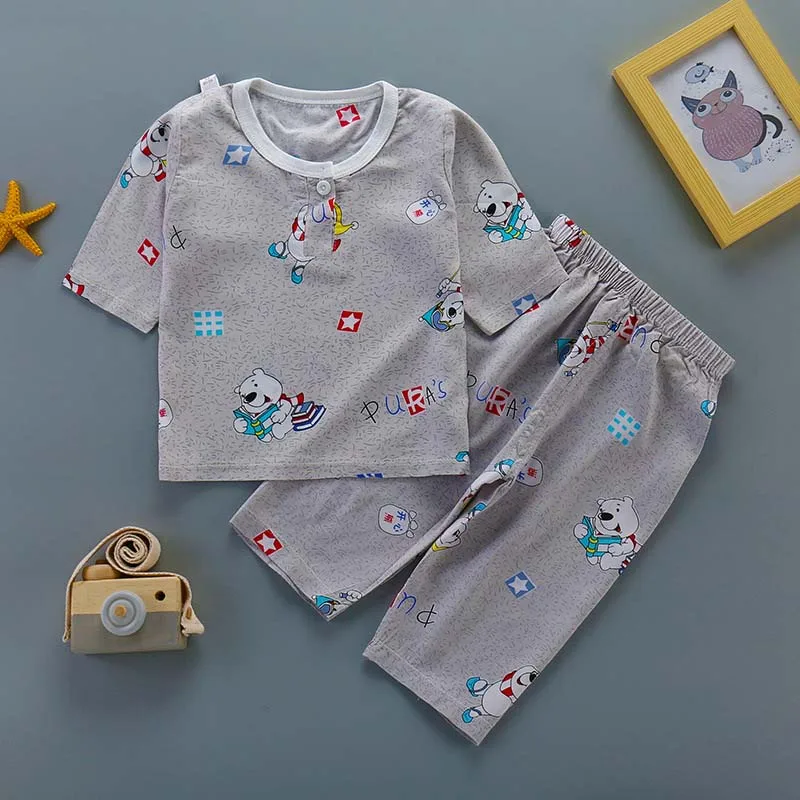 Children clothing sets 2019 new boys girls fashion printing half sleeve t-shirts+pants 2pcs for kids home service suits | Детская одежда