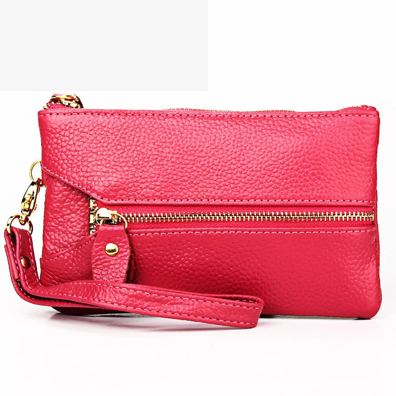 rose red Модный кошелек, многофункциональная сумка для карт, на молнии, клатч, женская натуральная кожа, кошелек для монет, Женский ключ, посылка держатель для карт, брелок - Цвет: rose red