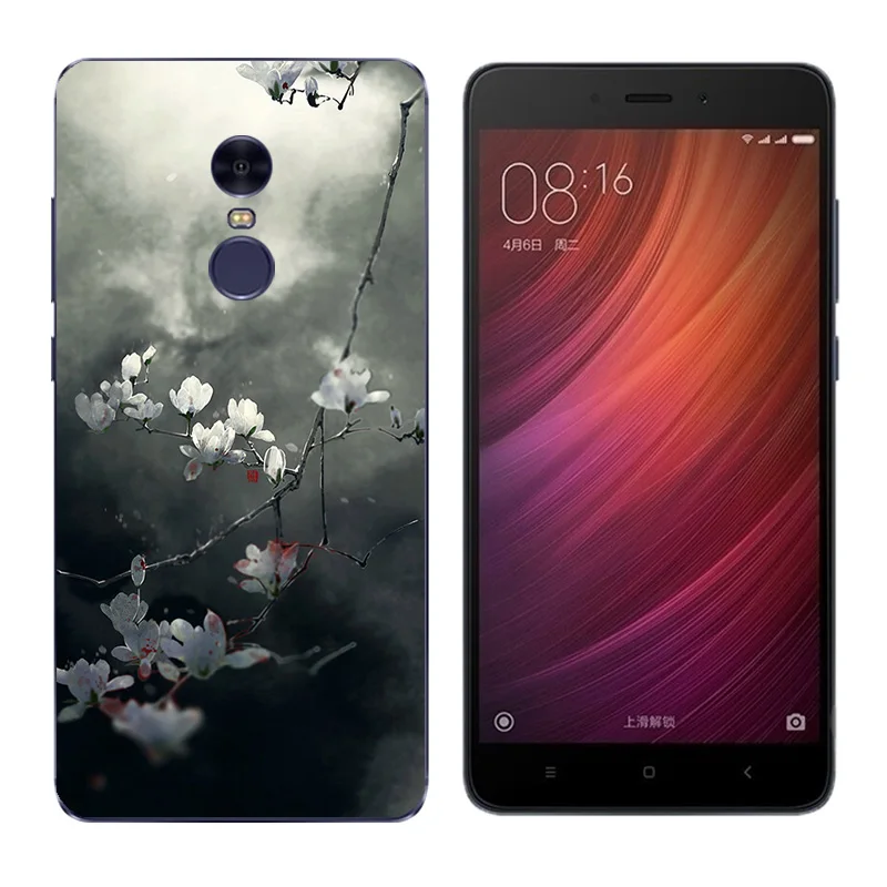for Xiaomi Redmi Note 4 Case Soft TPU Back Cases 5.5&quot Silicone Cover Triangle Printing Bag |