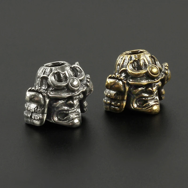 Самурайский латунный нож Череп бусины зонт веревка шнур открытый подвеска шлем в