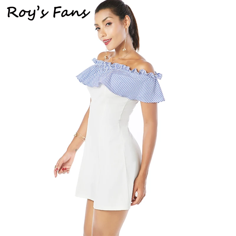 Рой Вентиляторы оборками слэш Средства ухода за кожей Шеи женское платье Летний