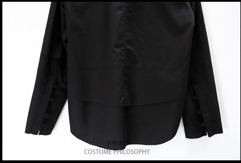 Original Men's Shirt Multi-layer Stitching Cotton Casual Clothing Male Solid Standing Collar Black Shirts Large Size Costumes | Мужская