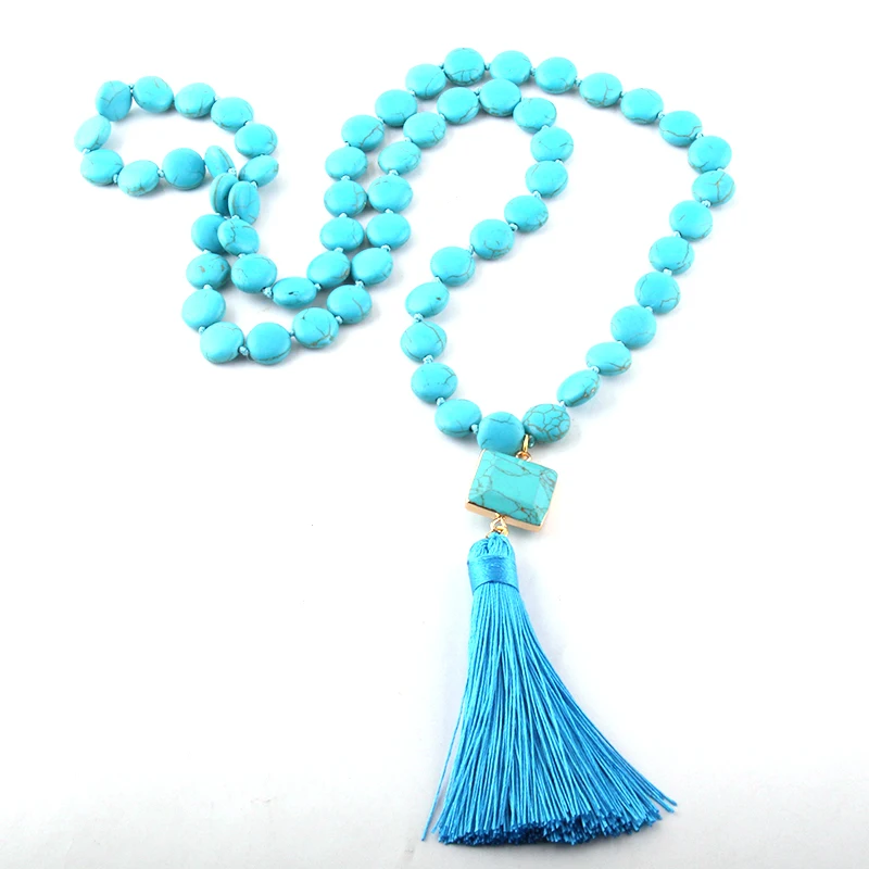 MOODPC Модный комплект ювелирных изделий синие плоские камни Розария цепь камень