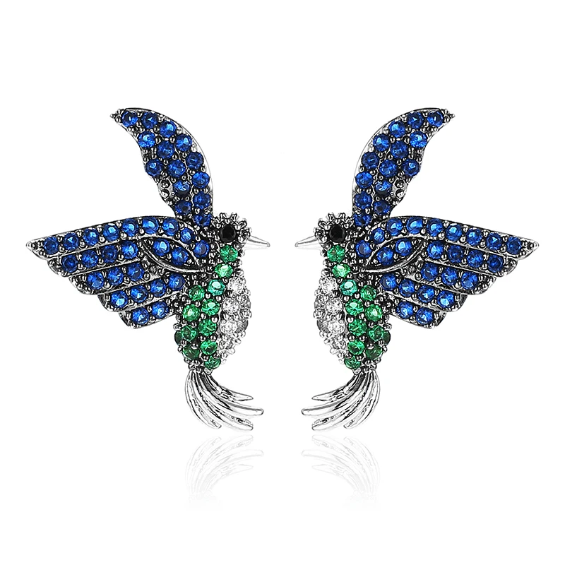 

Cute Hummingbird Earrings Luxury Cubic Zircon Paved Fashion Stud Earrings for Women Girlfriend Gifts XIUMEIYIZU New Design