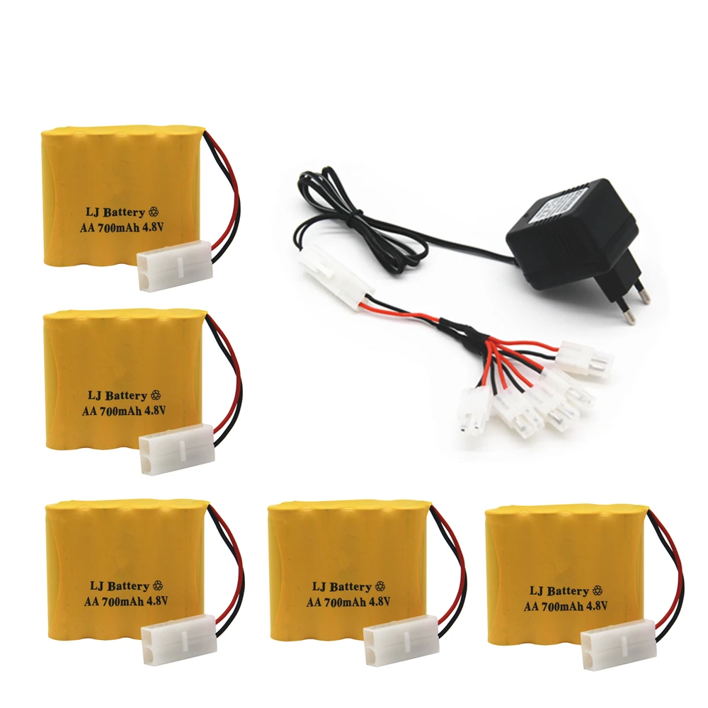 5pcs EU Plug 4,8 в 700 мАч Ni-Cd батарея Tamiya вилка с 5 в 1 зарядное устройство для дистанционного управления игрушки освещение Электрический инструмент AA группа RC игрушки - Цвет: 5pcs EU Plug