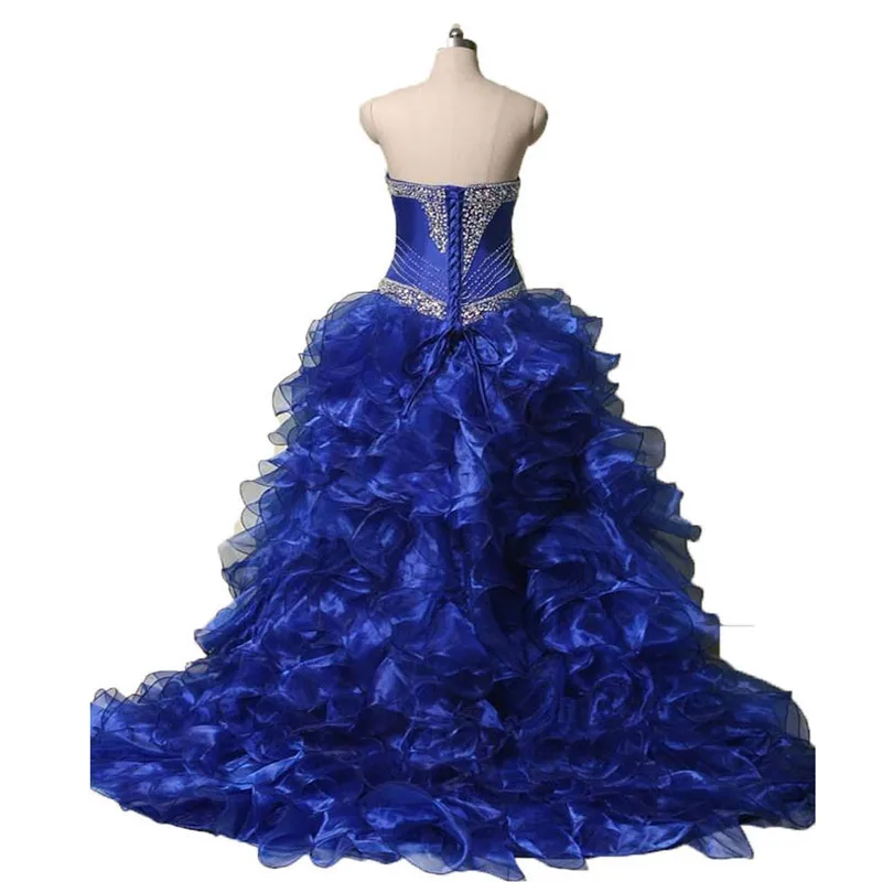 Милые 16 платьев Vestido De Debutante 15 Anos 2020 ярко синяя органза бальное платье Quinceanera