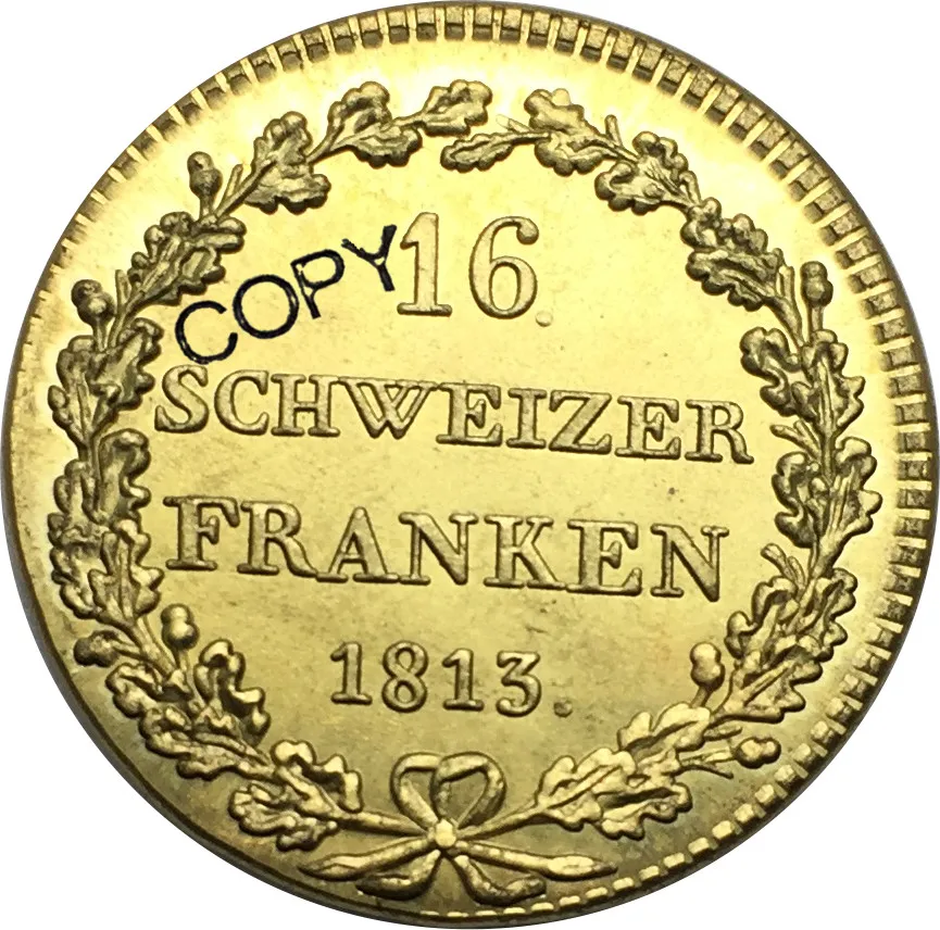 

Swiss Graubunden 16 Franken 1813 Brass Metal Copy Coin Commemorative COINS