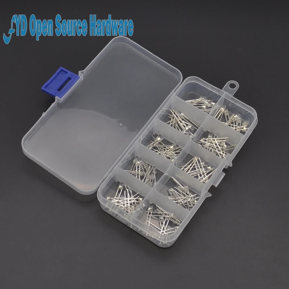 С чехлом (10 видов цветов x 10 шт.) набор светодиодов 3 мм светоизлучающие теплый