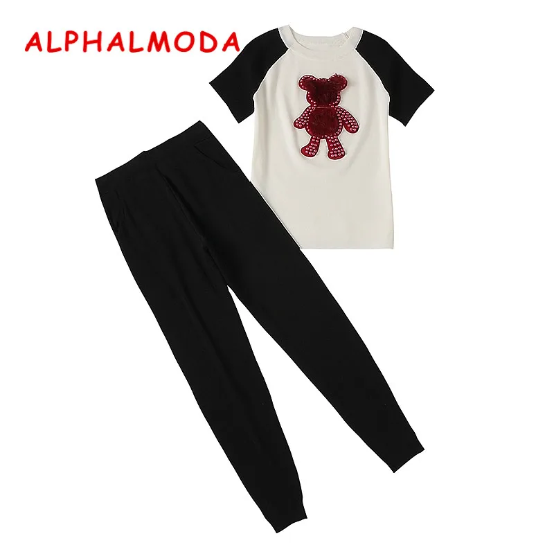 Женский трикотажный комплект ALPHALMODA футболка с коротким рукавом + штаны 2 шт. |
