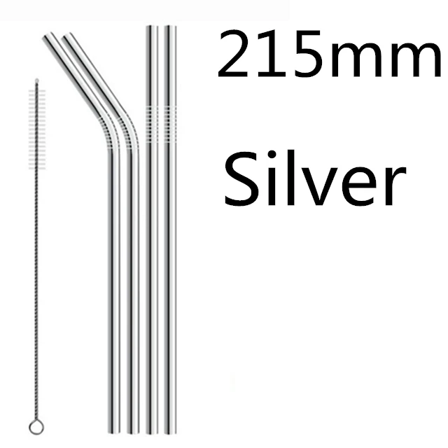 Silver 215 4 шт./компл. Многоразовые соломинкой Высокое качество 304 Нержавеющая сталь металлическая соломинка с чистящая щетка для кружек панели инструментов - Цвет: Silver 215