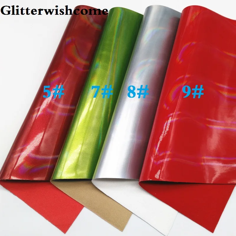 Glitterwishcome 21X29 см A4 размер искусственная кожа ткань Переливающаяся Гладкая лакированная кожа Fabirc кожа ткань винил для бантов, GM009A