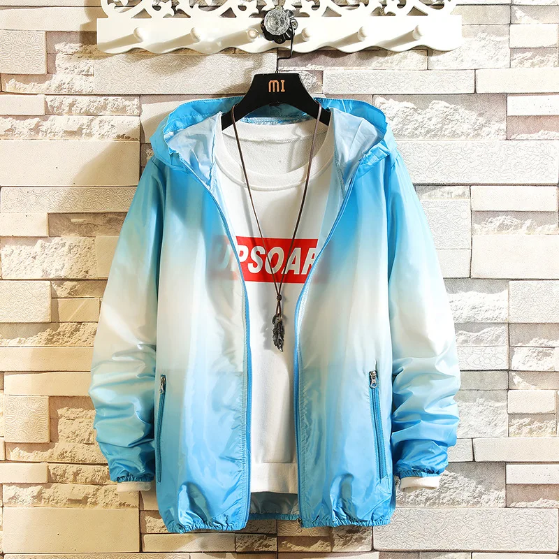 Zohaa 2019 Новая мужская летняя спортивная тонкая куртка градиентная модная Защита