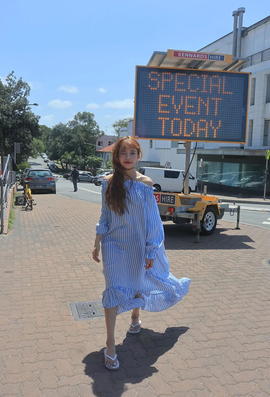 2019 Spring Summer Streetwear Off Shoulder Slash Neck Striped Drawstring Lantern Sleeve Mid-Calf Dress Fashion Women's Clothing | Женская