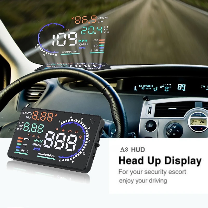 A8 GPS Спидометр 5 дюймовый экран светодиодный Автомобиль HUD две системы OBDII OBD2 Head Up