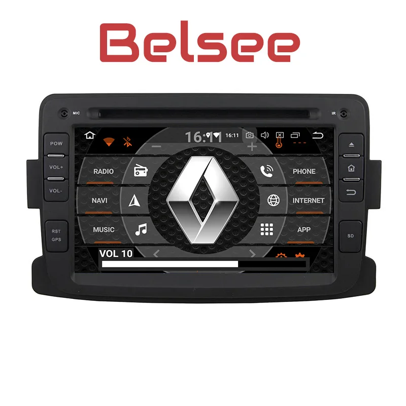 Belsee Восьмиядерный Android 8 Автомобильный Радио Стерео GPS dvd плеер для Renault Dacia Sandero Duster
