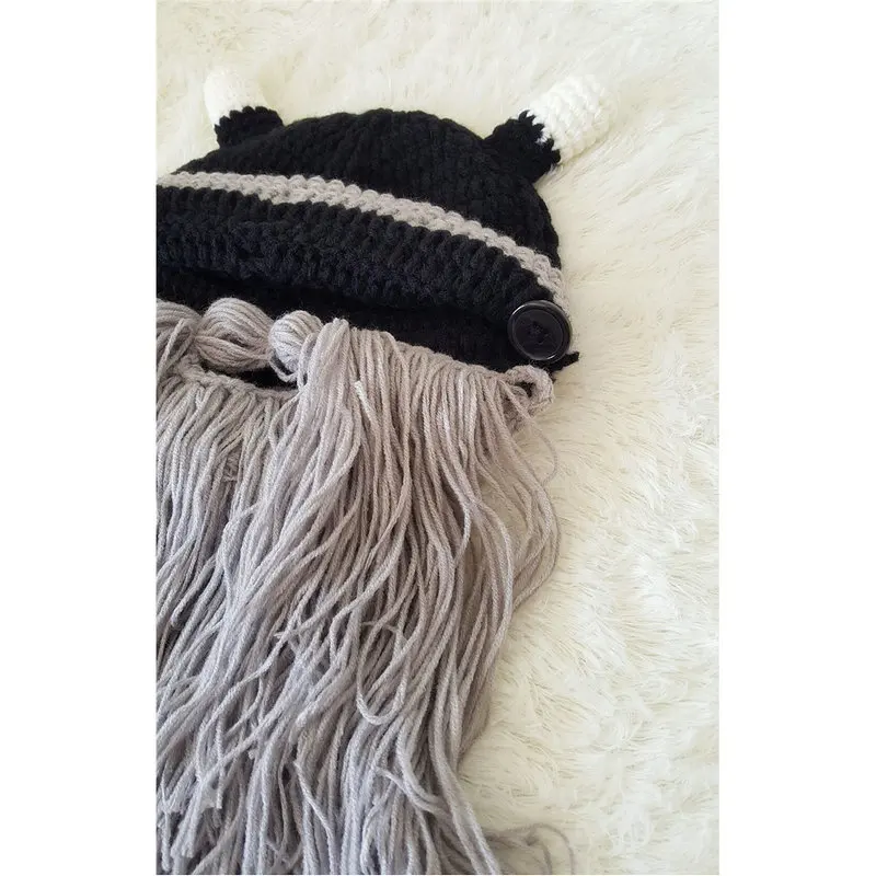 Вязаная шапка ручной работы с рогом бороды теплая зимняя шапочка викинга варвара