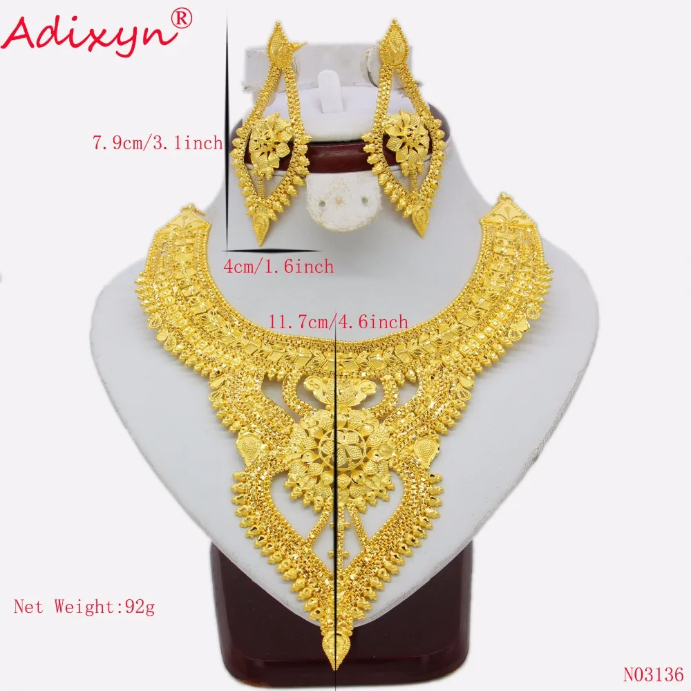 Adixyn Африканский ювелирный набор роскошный золотой цвет/медное ожерелье серьги