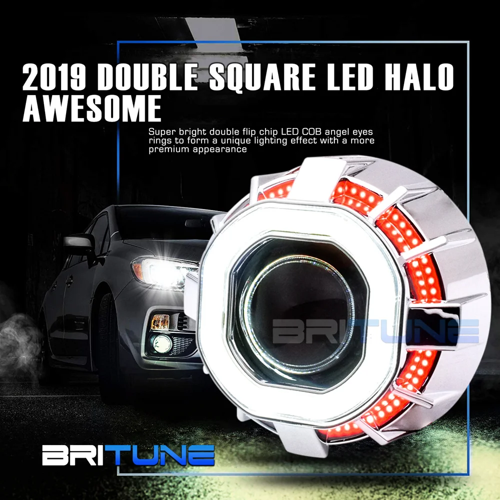 Bi-xenon проектор фары линзы 8,0 H1 HID квадратный светодиодный ангельские глазки DRL двойной COB Halos для H7 H4 авто аксессуары тюнинг