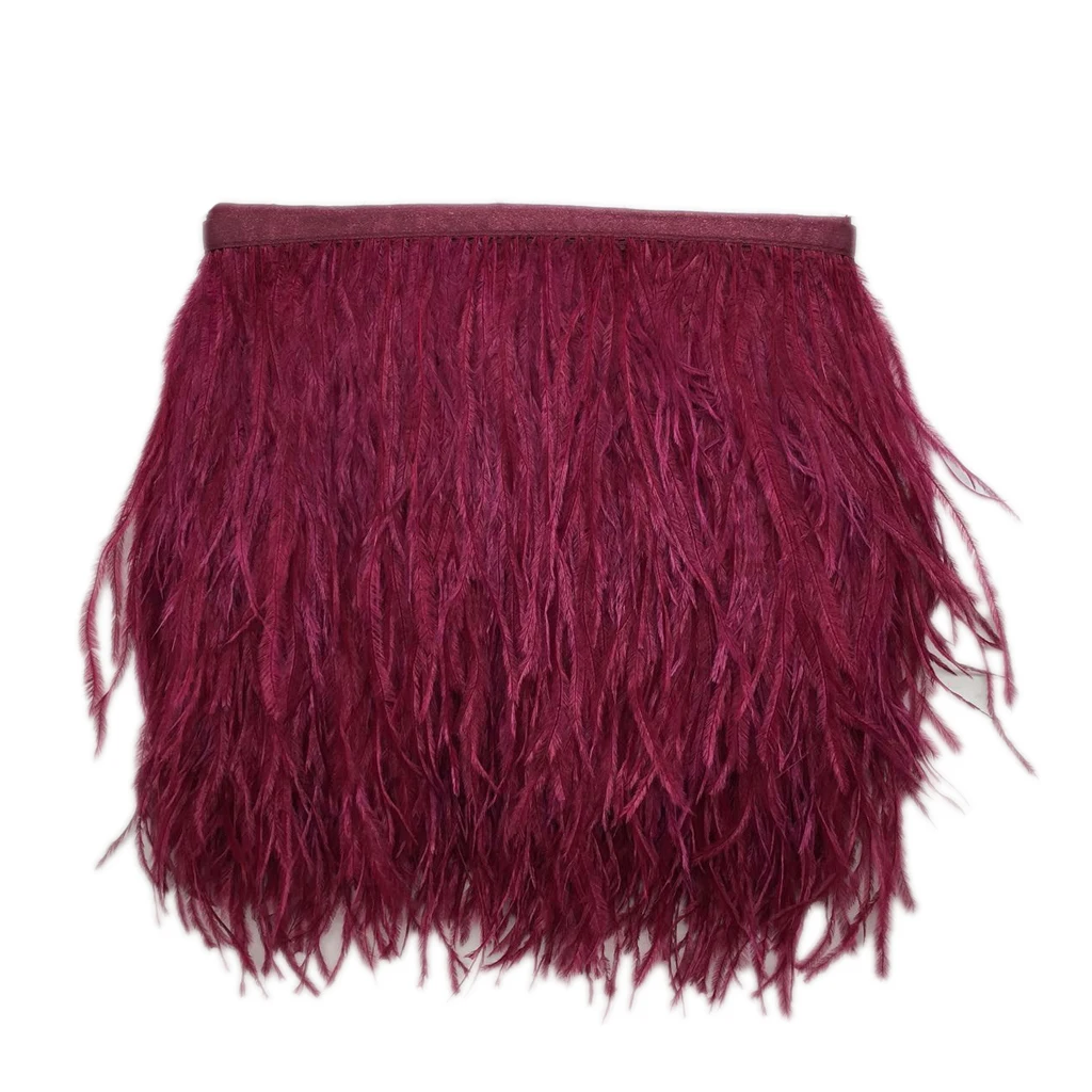 Wine Red 18 цветов страусиные перья бахрома отделка атласная лента для шитья платья 4-6 дюймов в ширину, 36,2 дюйма в длину - Цвет: Wine Red