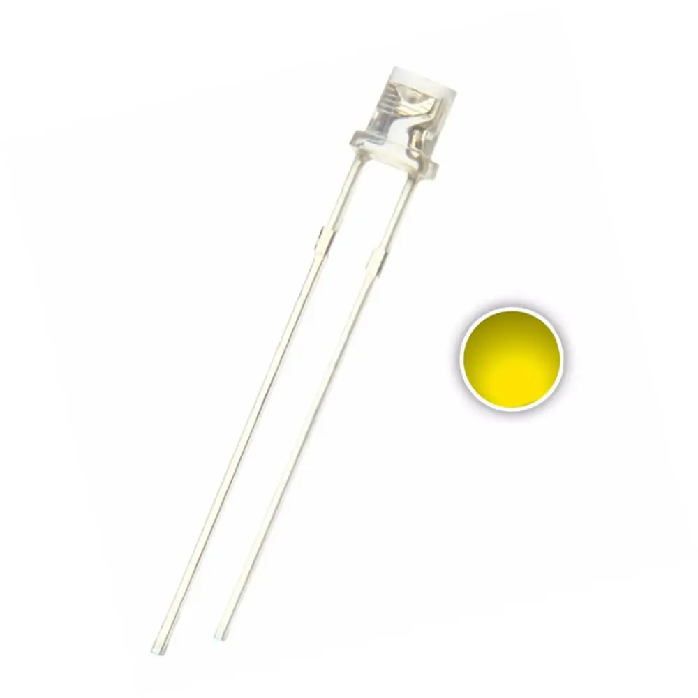 

100PCS 3MM Yellow DIP LED Flat Top Water Clear Light Beads 2V Lamp Wide Angle Bulb Long Legs FREE SHIPPING