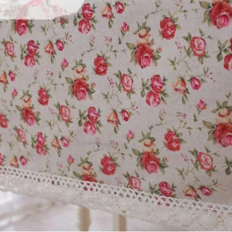 Романтическая льняная хлопковая скатерть с розовым цветочным принтом