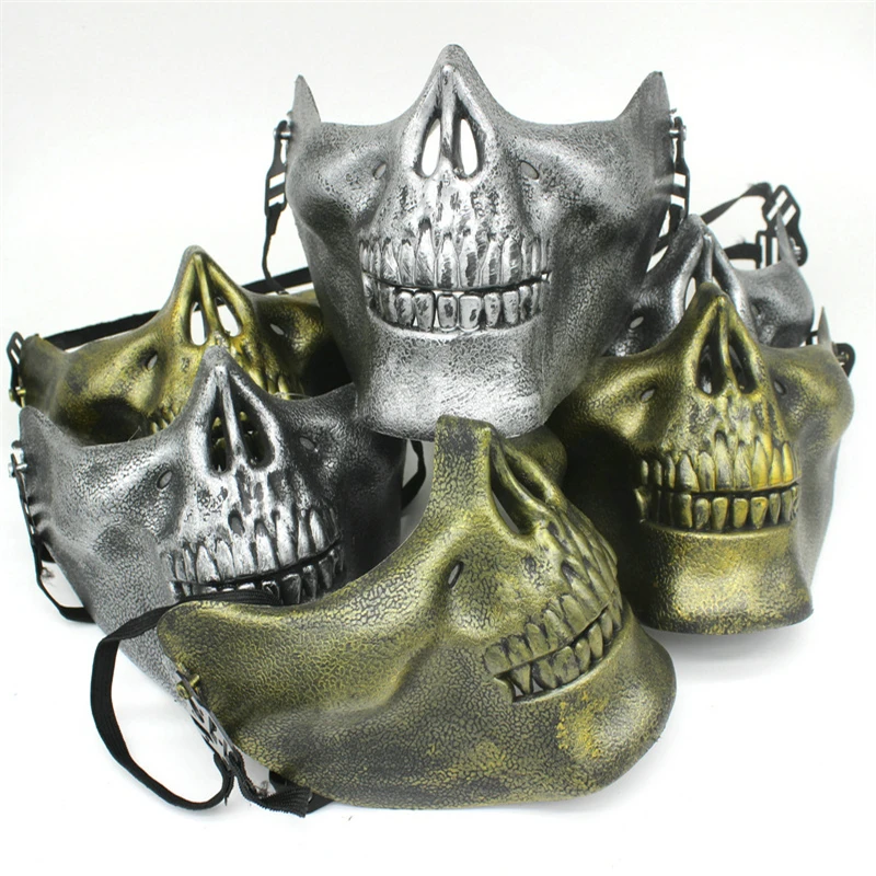 Ужас пластиковый человек Половина лица шип Череп Скелет челюсти маска для