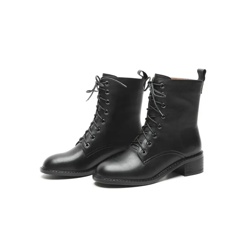 Женские ботинки на шнуровке ESVEVA Осенняя обувь из бычьей и искусственной кожи