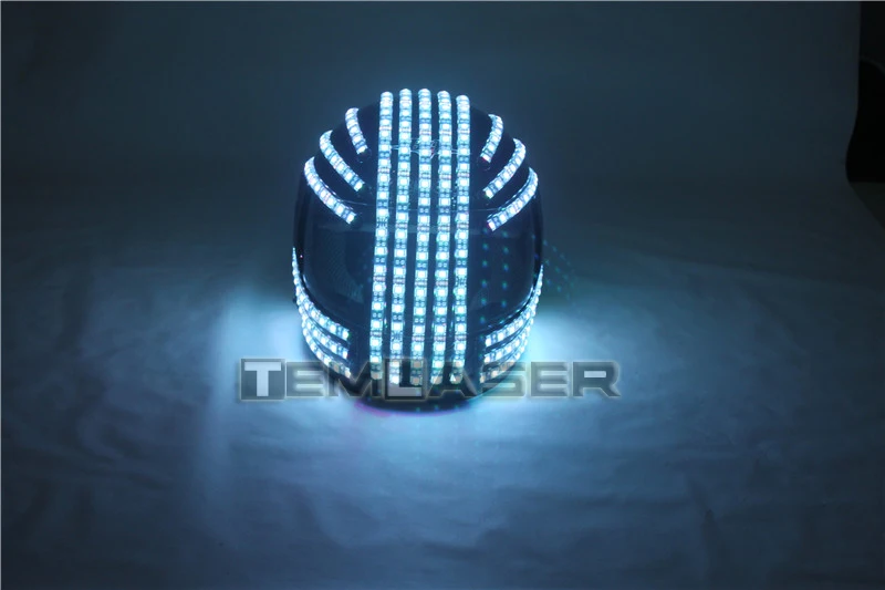 RGB цветной светодиодный шлем, маска монстра, светящаяся шляпа, Одежда для танцев, шлем диджея для выступлений, светодиодный, для выступлений роботов, вечерние, шоу