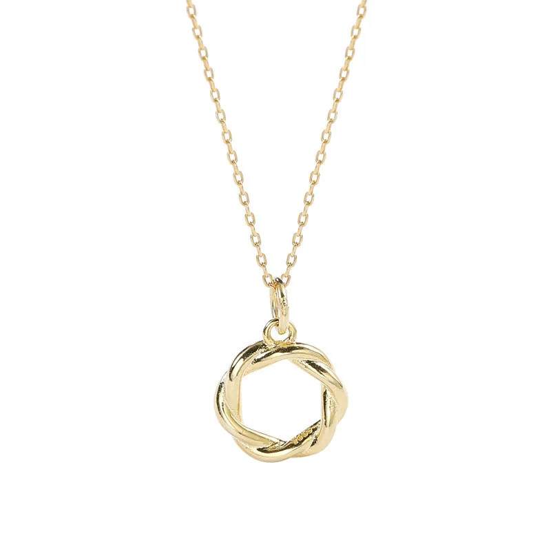 

Golden Garland Pendant Necklace 925 Sterling Silver Gold ChainTemperament Intertwined Trend Simple Female Girl Silver Jewelry