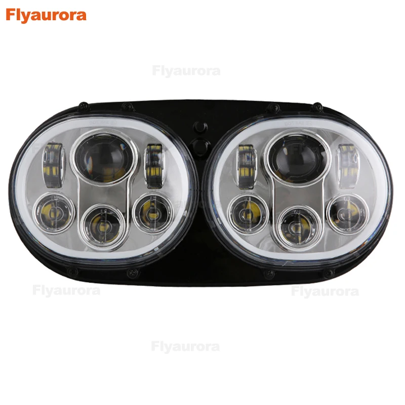 Мотоцикл 5 75 LED H4 двойные фары с белым DRL налобный фонарь углом глаза Halo Кольцо для
