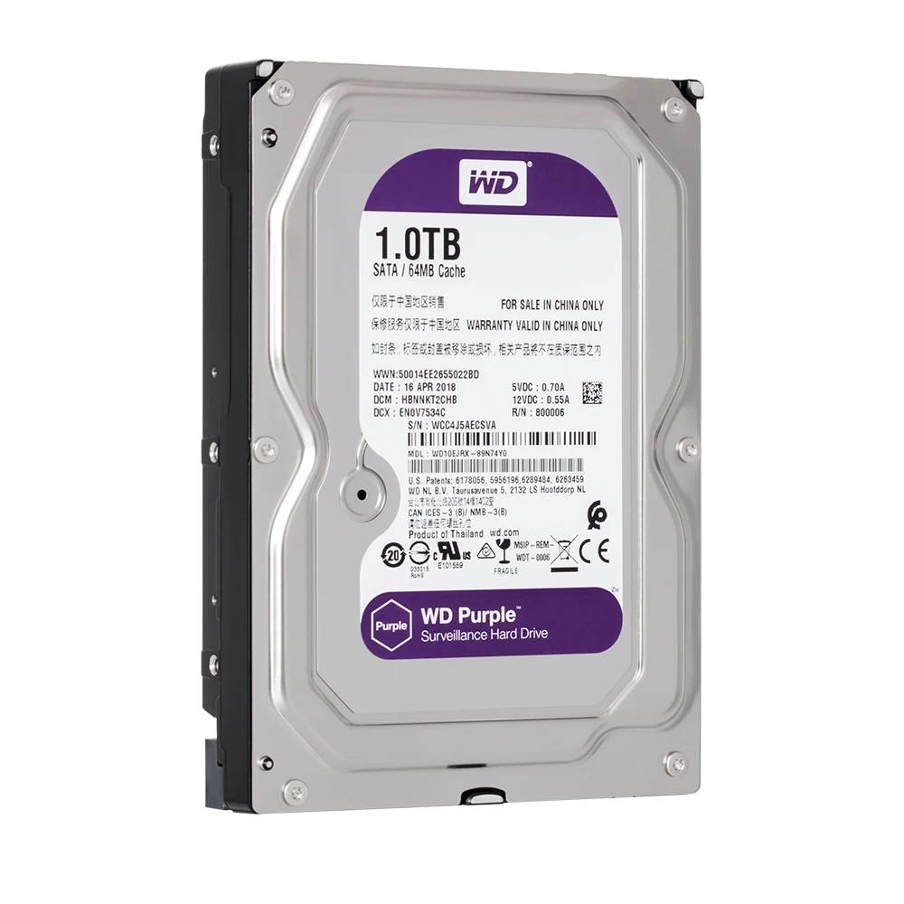 

Western Digital Purple 1TB Hard Drive Disk For Security System WD10EJRX HDD 3.5" SATA DVR CCTV PC Surveillance Drives