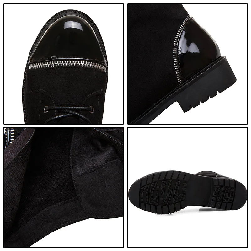 Женские ботильоны на шнуровке Phoentin черные платформе из лакированной кожи с