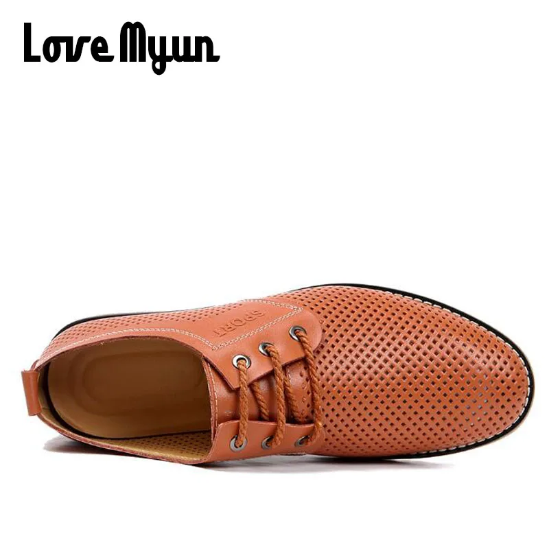 

High Quality Men Fashion cow leather Shoes plus Big Size Summer Men Breathable Casual Shoes Male Flats sneaker shoes 47 KK-43