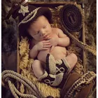 Детская шапка крючком реквизит для фотосъемки новорожденных ручная работа детская джазовая шапка и обувь набор детский костюм 1 комплект