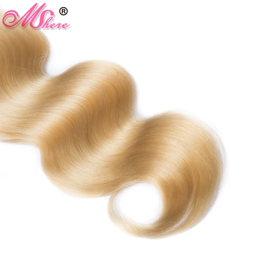 Mshere 613 блонд Кружева Закрытие тела Remy человеческих волос 4*4 перуанские закрытие