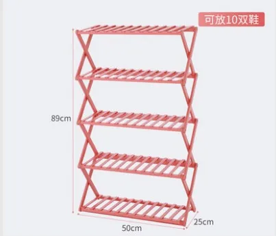 5 Layer L50cm Multi-layer Shoe Rack Shoe Shelf Household Rack Storage Rack Folding Storage Shoe Rack Bamboo - Цвет: 5 Layer L50cm