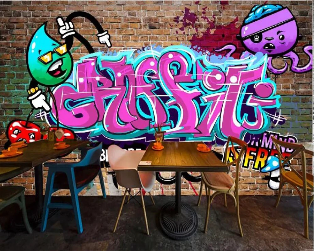 Обои на заказ 3d фотообои ретро ностальгические уличные граффити бар фон обои