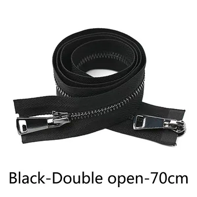 BlackDouble-70CM Meetee15-120cm 5# металлическая молния двойные ползунки самоблокирующиеся длинная застежка-молния DIY пуховик мешковатые брюки пошив одежды Декор Аксессуары - Цвет: BlackDouble-70CM