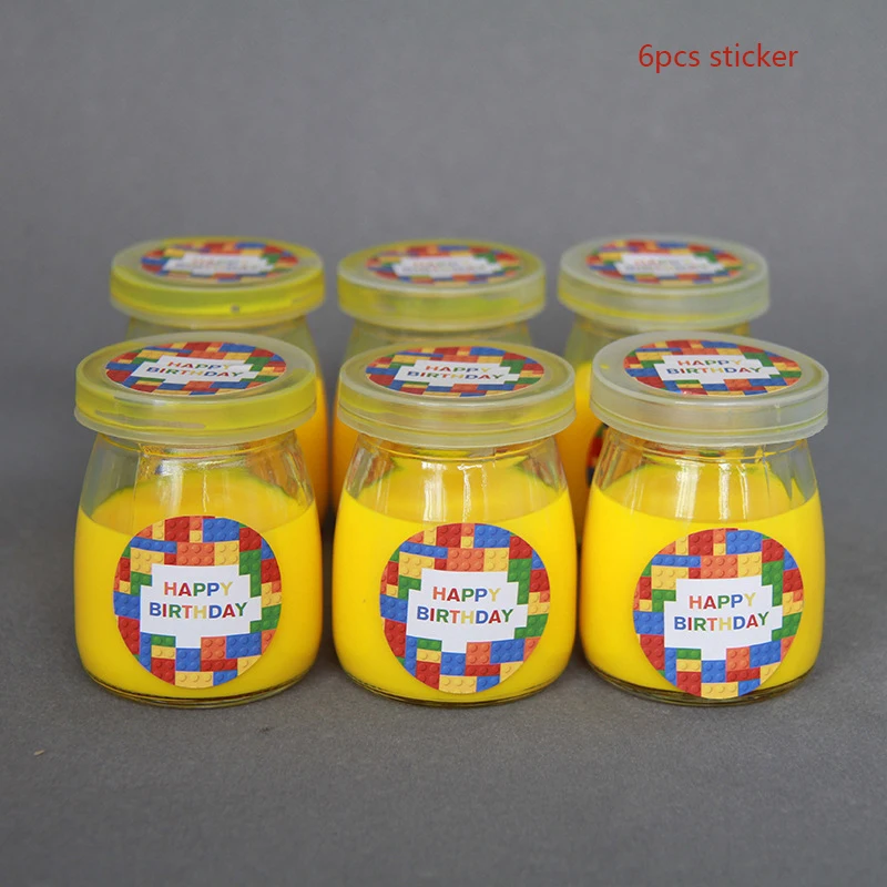 6pcs sticker Лего вечерние одноразовые столовые приборы бумажные тарелки и стаканы для детской вечеринки на день рождения Детские вечерние принадлежности для украшения - Цвет: 6pcs sticker
