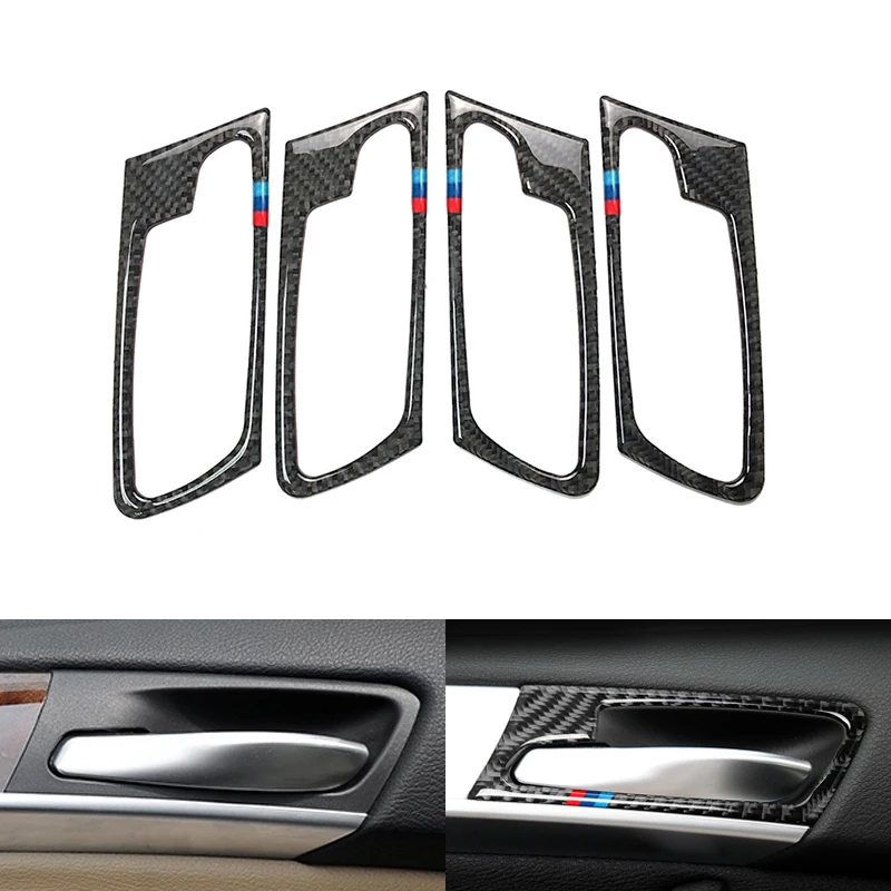 4 шт. накладки на дверную ручку из углеродного волокна для BMW X5 X6 E70 E71 2009 2010 2011 2012 2013