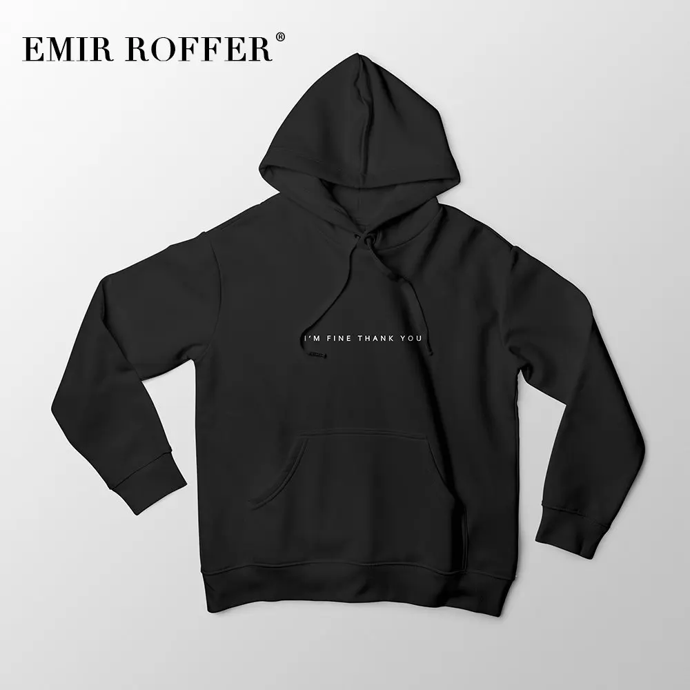 EMIR ROFFER I'M FINE THANK YOU белая толстовка женская зимняя теплая Милая уличная с принтом