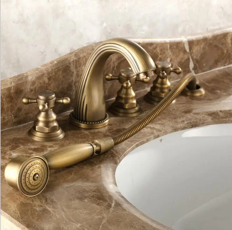 Медный смеситель для горячей и холодной ванны 5 шт. европейский стиль бронзовая