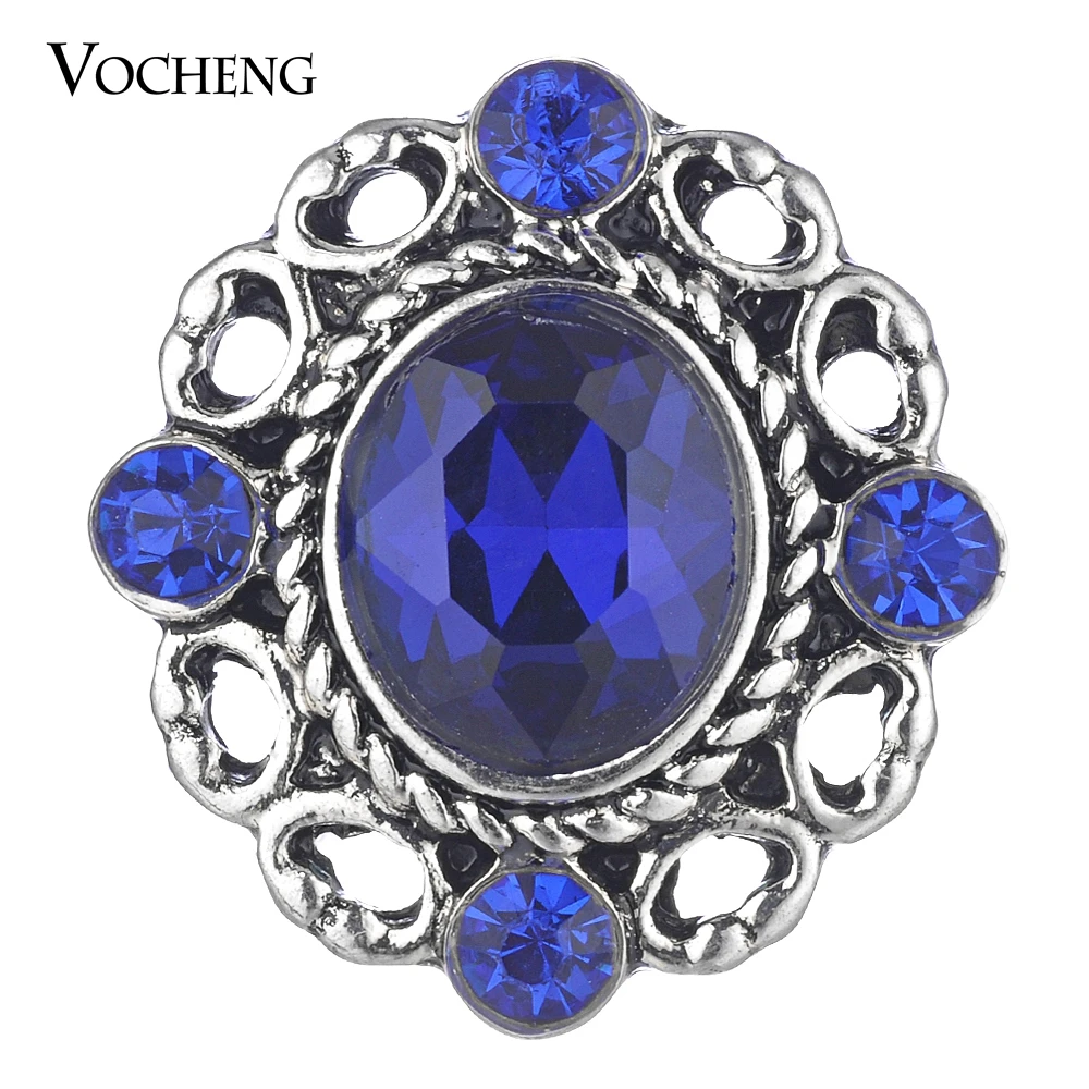 

Vocheng Snap Charms Button Jewelry Oval Vintage Hollow out 18mm 4 Colors with Rhinestone Vn-1766