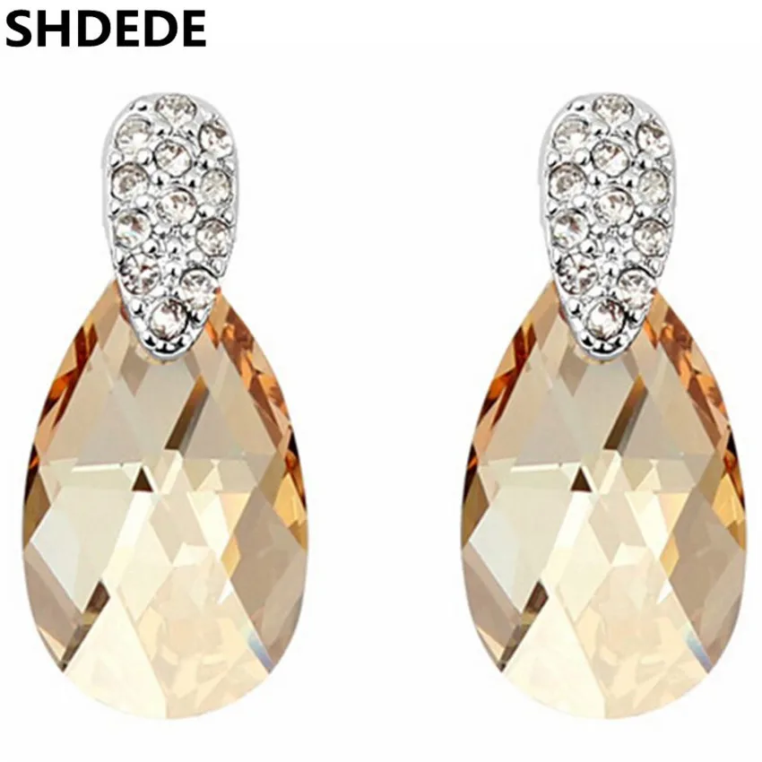 SHDEDE Crystal от Swarovski модный каплевидный Висячие серьги для женщин ювелирные аксессуары женский подарок-5814