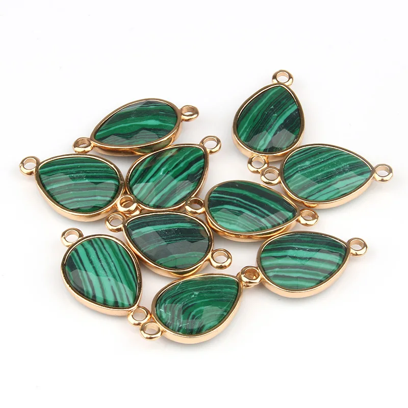 Malachite В форме капли воды Натуральный Камень Роза кварцз/тигровый глаз кулон DIY для ожерелья или ювелирных изделий 16 цветов - Окраска металла: Malachite