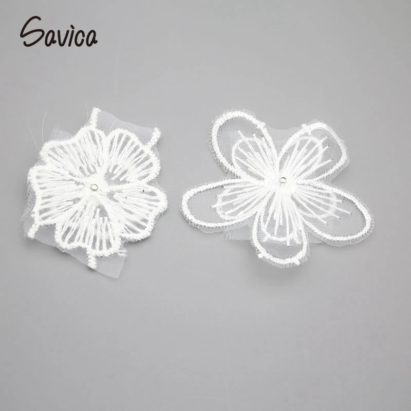 Savica 6pcs/lot White Pearls Lace Flower Embroidery Patch Sewing Patches DIY Badge Applique Fabric Craft Garment Materials LX113 | Дом и сад
